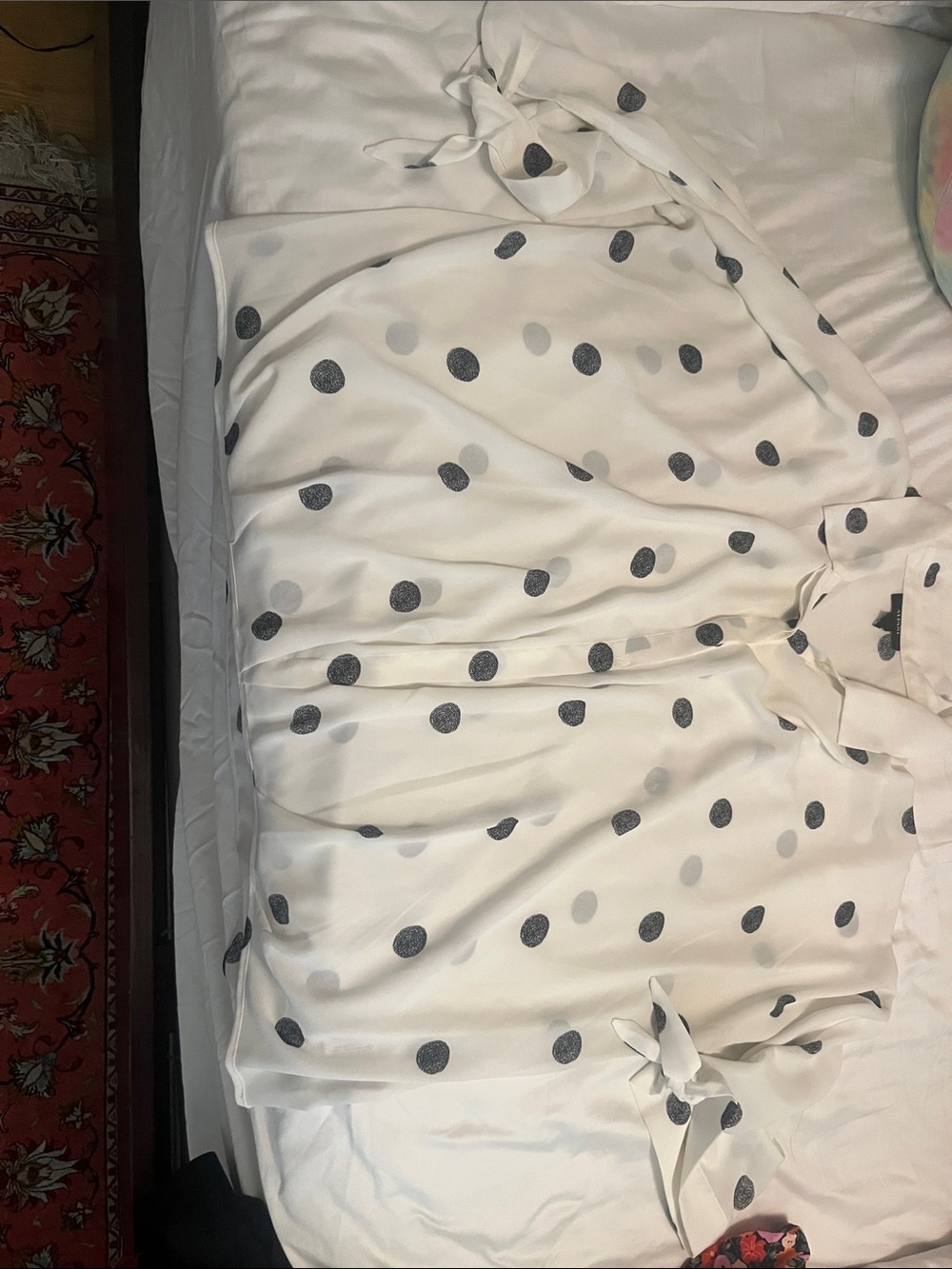 Alfani White Blouse with Black Dot Print